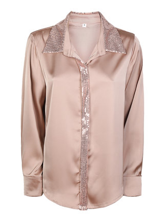 Women's satin shirt with sequins