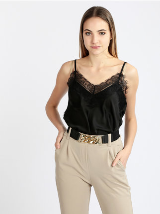 Women's satin top with lace