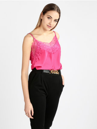 Women's satin top with lace