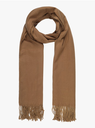 Women's scarf with wool blend fringes