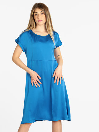 Women's short sleeve silk effect dress