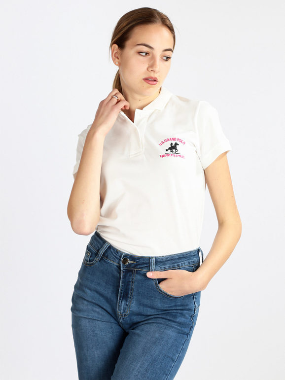Women's short-sleeved cotton polo shirt