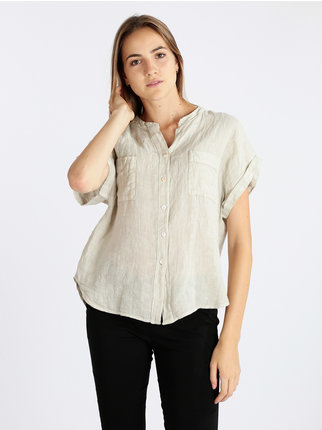 Women's short-sleeved linen shirt