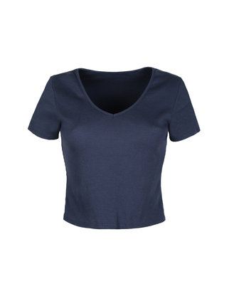 Women's short-sleeved ribbed T-shirt