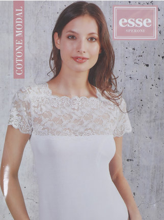 Women's short-sleeved shirt with lace