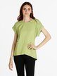 Women's short-sleeved T-shirt with buttons on the back