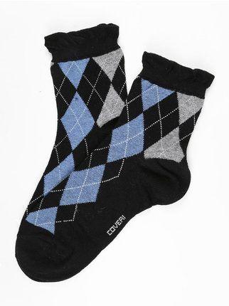 women's short sock with rhombus
