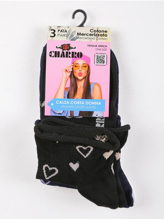 Women's short socks hearts  3 pairs