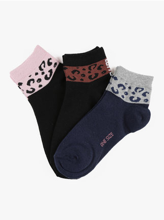 Women's short socks, pack of 3 pairs