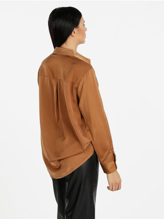 Women's silk-effect long-sleeved shirt