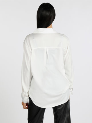 Women's silk-effect long-sleeved shirt