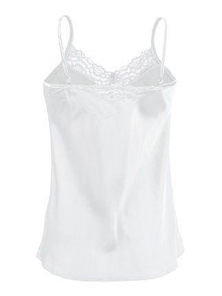 Women's silk-effect pajama top with lace
