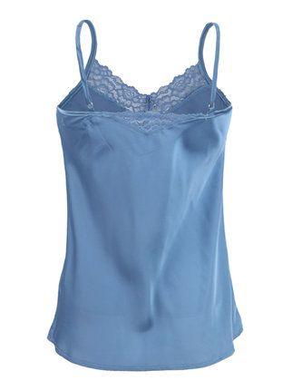 Women's silk-effect pajama top with lace
