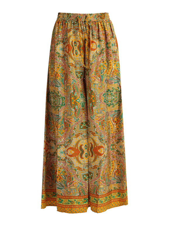 Women's silk trousers with prints
