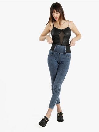 Women's skinny jeans with high elastic waist
