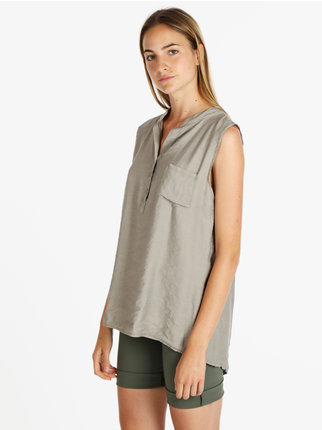 Women's sleeveless maxi blouse with pocket