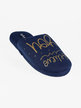 Women's slippers in fabric with lettering