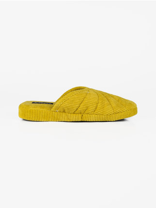Women's slippers in ribbed fabric