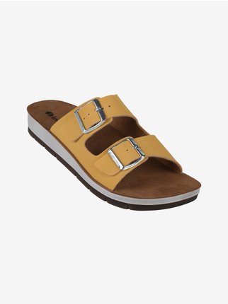 Women's slippers with double band and buckle