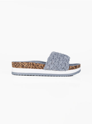 Women's slippers with suede platform