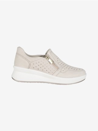 Women's sneakers in perforated leather with wedge
