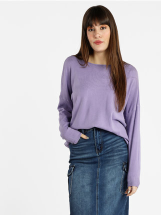 Women's solid color knitted pullover