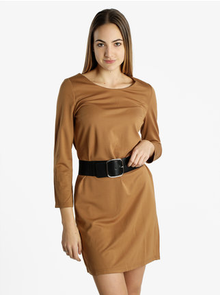 Women's solid color long sleeve dress