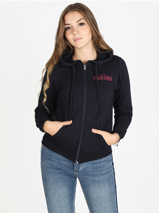 Women's sports sweatshirt with zip and hood