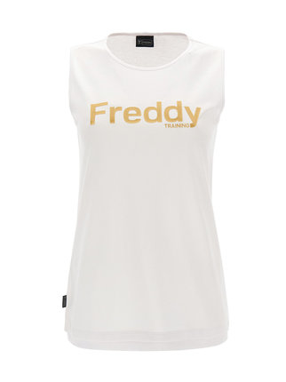 Women's sports tank top with writing