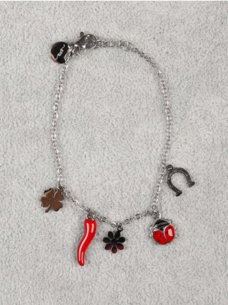 Women's steel bracelet with charms