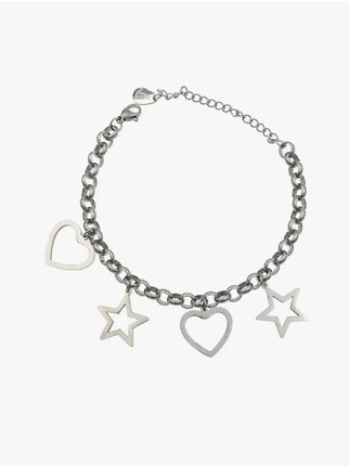 Women's steel bracelet with pendants