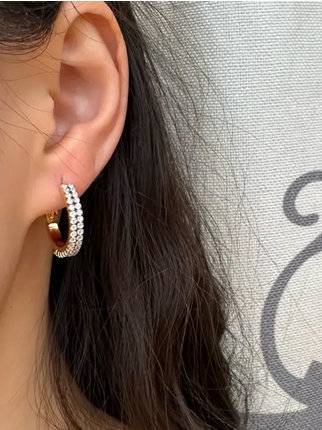 Women's steel earrings with rhinestones