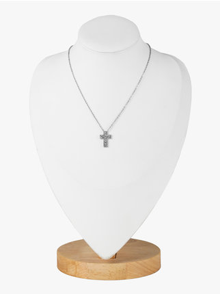 Women's steel necklace with cross pendant