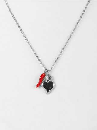 Women's steel necklace with pendants