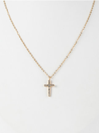 Women's steel necklace with rhinestones
