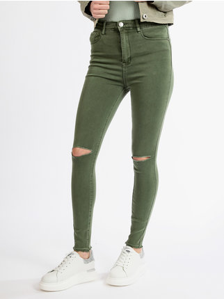 Women's stretch trousers with rips