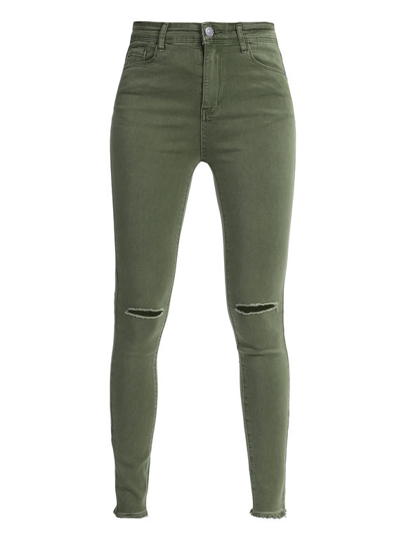 Women's stretch trousers with rips