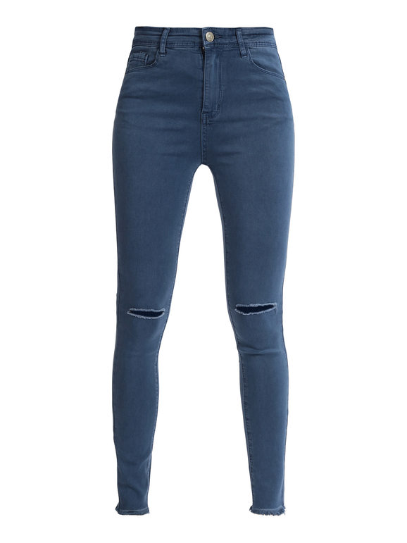 Women's stretch trousers with tears