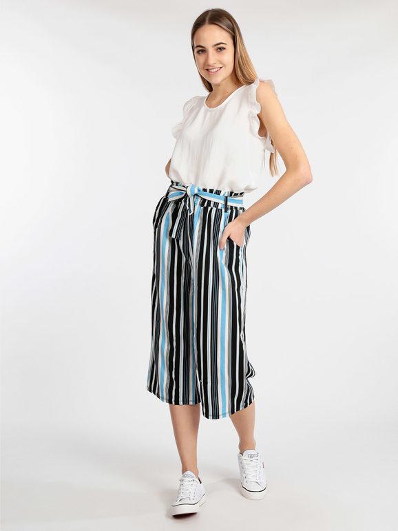 French Connection Stretch Wide Culotte Trousers, Black at John Lewis &  Partners