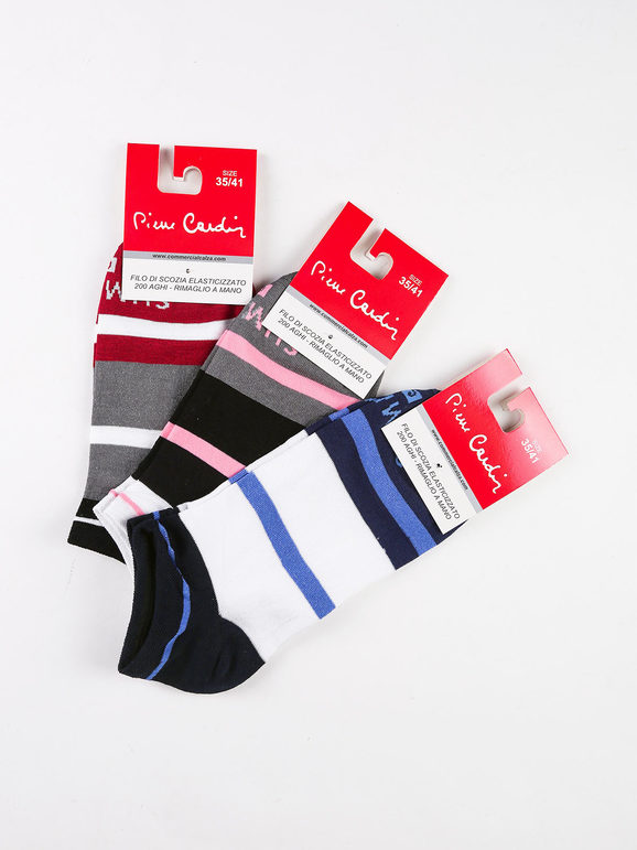 Women's striped short socks  Pack of 3 pairs