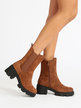 Women's suede ankle boots with heel and platform