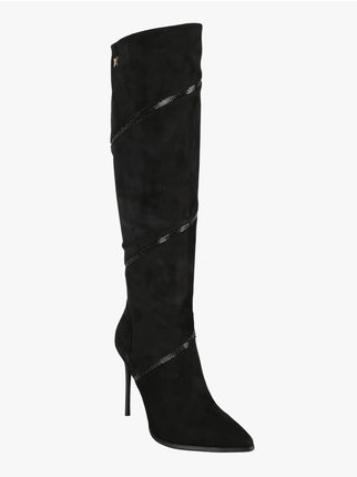 Women's suede boots with stiletto heel
