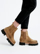 Women's suede leather ankle boots with heel and platform