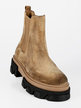 Women's suede leather ankle boots with heel and platform