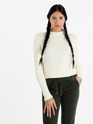 Women's sweater with ribbed neckline