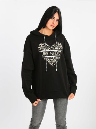 Women's sweatshirt with hood and print