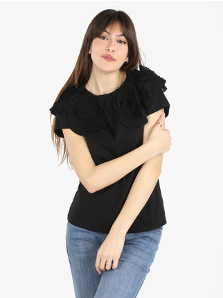 Women's T-shirt with pleated ruffles
