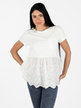 Women's T-shirt with pocket and macramé embroidery