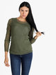 Women's t-shirt with sheer sleeves