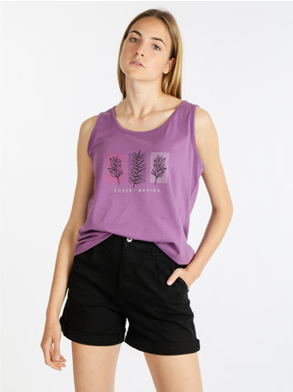 Women's tank top in cotton with print